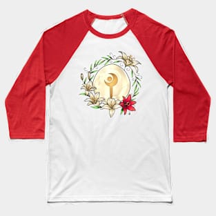 White Mage from FF14 Job Crystal with Flowers T-Shirt Baseball T-Shirt